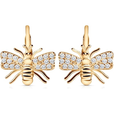 SAVICKI Обеци с пеперуда savicki: жълто злато, цирконий