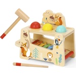 Tooky Toy Дървена играчка Tooky Toy - Ксилофон с топки и чукче, Горски свят (109479) - baby