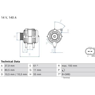 Alternátor BOSCH 0 986 086 050 (0986086050)