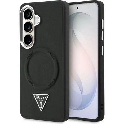 CG Mobile Samsung S26 GUESS EMBOSSED RING TRIANGLE LOGO силиконов протектор за телефон, удароустойчив, заден капак с кожен ефект, ЧЕРЕН (GUHMS26SPSDTSCMK)