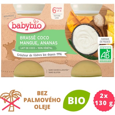 Babybio Brassé z kokosového mlieka mango ananás 2 x 130 g