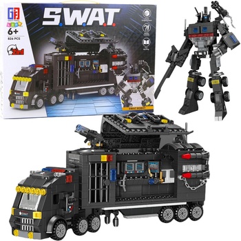 RKToys Stavebnice SWAT 8v1 policejní vozidla a robot 826 díksků