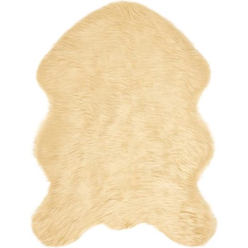 vidaXL Изкуствен килим от кожи Крем 80 x 120 cm Полиестер (42021520)
