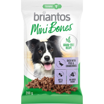 Briantos Mini Bones pre psy receptúra bez obilnín kačacie hrášok a brusnice 200 g