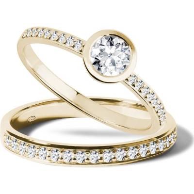 Klenota zásnubní set bezel ze žlutého zlata s0774013