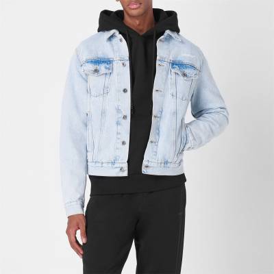 OFF WHITE Яке OFF WHITE Men's Tab Cotton Long Sleeve Diagonal Print Denim Jacket - Blue 4001