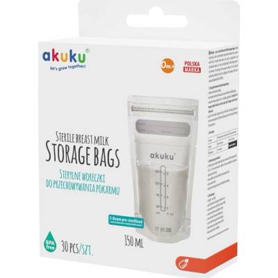 Sterilní sáčky pro skladování mléka a pokrmů Akuku 150ml 30ks Barva: Transparentní – Zboží Mobilmania