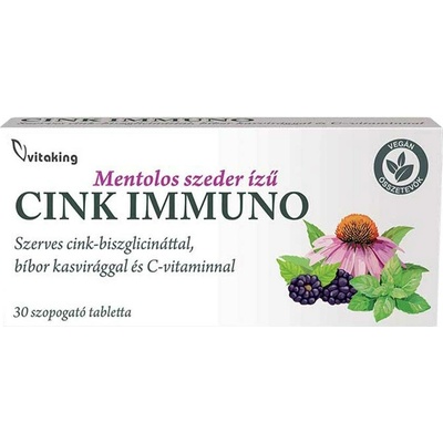 Vitaking Zinc Immuno Ostružiny s mentolem 30 tablet