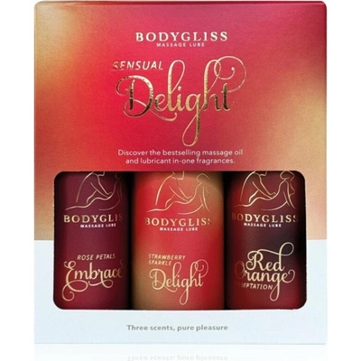 BodyGliss Sensual Delight Travel Edition masážní olej na silikonové bázi dárková sada 3 x 50 ml