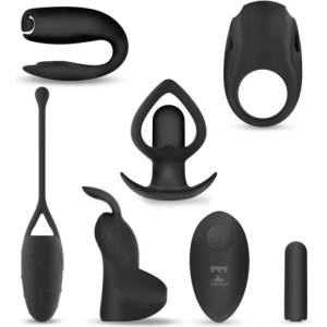 Black & White Комплект вибриращи играчки с дистанционно Six-In-One Kit