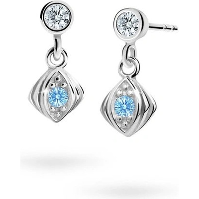 Danfil dětské náušnice C1897 z bílého zlata s kamínkem Arctic Blue zapínání balónek
