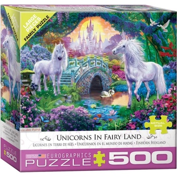 Image 1 of EUROGRAPHICS - Puzzle Unicorns in Fairy Land XL - 500 piese