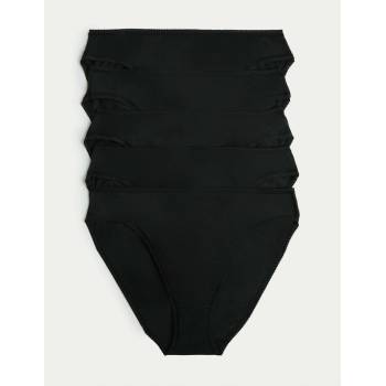 Marks & Spencer Бикини с висока кройка от памук и Lycra®, 5 бр. в опаковка Marks & Spencer черни Marks & Spencer | Cheren | ЖЕНИ | S