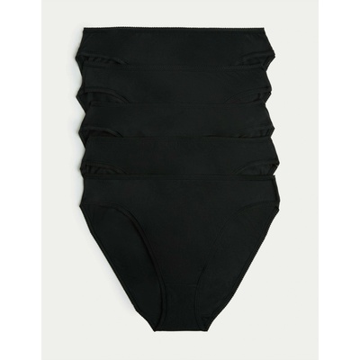 Marks & Spencer Бикини с висока кройка от памук и Lycra®, 5 бр. в опаковка Marks & Spencer черни Marks & Spencer | Cheren | ЖЕНИ | S