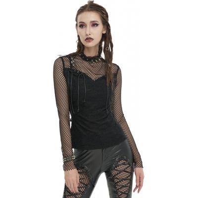 DEVIL FASHION tričko gotický and punk High Neck Fake Čierna