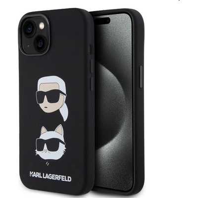 Karl Lagerfeld Liquid Silicone Karl and Choupette Heads Apple iPhone 15, čierne