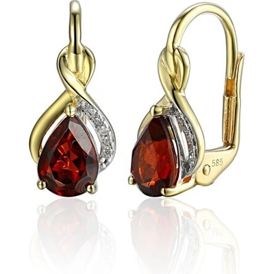 Gems, Zářivé náušnice Merida, kombinované zlato s brilianty a granáty, 585-38-3-4519.2ZB0.0.00.HSI.610.08
