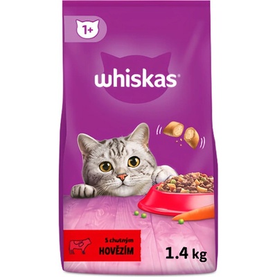 WHISKAS Dry Beef granule pro dospělé kočky 1,4 kg