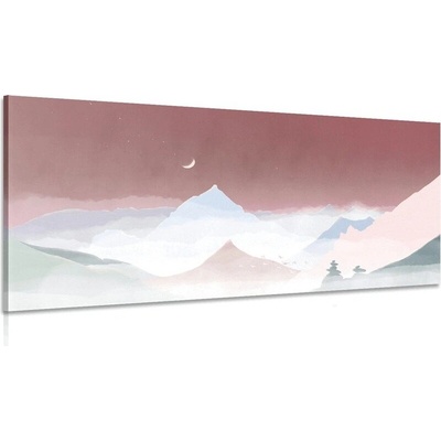 Obraz měsíc nad pastelovými horami - 120x60