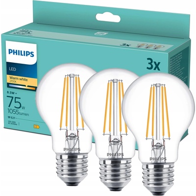 Philips 8718699696955 LED žárovka filament E27 8,5W/75W 1055lm A60 2700K