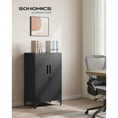 Songmics Uzamykatelná ocelová skříňka 60 x 90 x 40 cm černá
