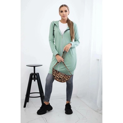 Fashionweek Dámska maxi bavlnená mikina so zipsom K8924 mentolová
