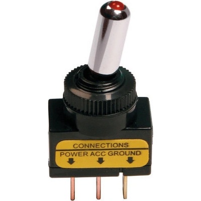 Spínač páčkový 12 V 20 A červený Model 3 Lampa