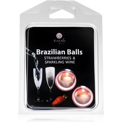 Secret play Brazilian 2 Balls Set telový olej Strawberry and Sparkling Wine 8 g