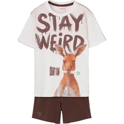 BOBOLI 533102 short sleeve set - Brown / White (Chemical White)