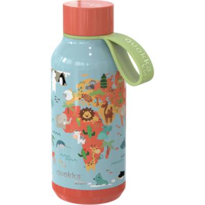 Quokka nerezová termoláhev Kids Solid Mapy s poutkem 330 ml
