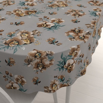 Biante bavlna oválny obrus Sandra SA-622 Hnedé orchidey na sivom 60x100 cm