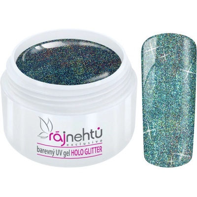 Ráj nehtů Barevný UV gel Holo Glitter Blue 5 ml