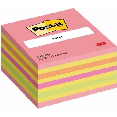 POST-IT Bloček kocka Post-it 76x76 neónová ružová mix (MM202810)