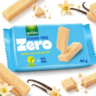 Gullón Oblátky plnené krémom s vanilkovou príchuťou bez cukru 60 g