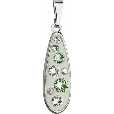 Swarovski Elements Stříbrný náhrdelník visací zelená slza, kapka 54025.3 Luminous Green