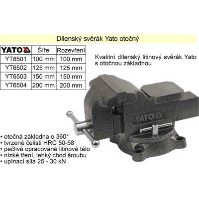 Yato YT-6504 svěrák zámečnický otočný 200 mm / 21 kg