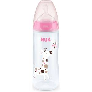 Nuk Бебешко шише Nuk - First Choice, TC, 300 ml, розов жираф (10741926-жираф)