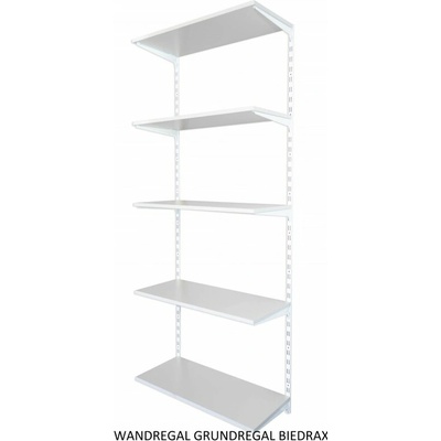 Biedrax Nástěnný regál 30 x 80 x 200 cm bílý 5 polic šedá