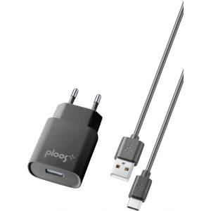 Ploos Комплект зарядно за ел. мрежа 220V Ploos, Type-C кабел, 2А