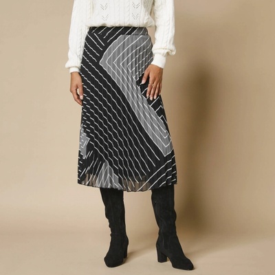 Plisovaná rozšírená sukňa s grafickým dizajnom čierna/sivá