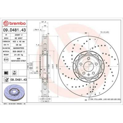 Brzdový kotúč BREMBO 09.D481.43