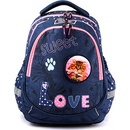 Target batoh nalepovací kočička pes na suchý zip nápis Love tmavěmodrá