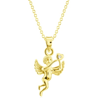 Gemmax Zlatý řetízek s přívěskem andělíček se srdíčkem GLSYB-40981-12491