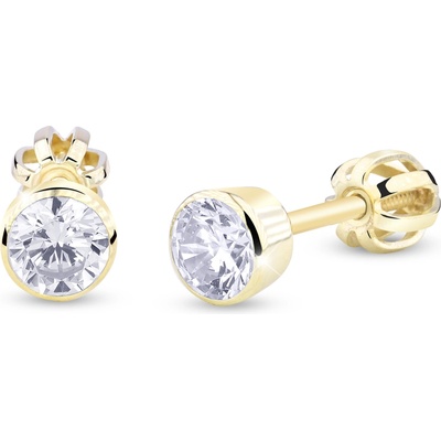 Cutie Jewellery - gold Náušnice Z3035 na šroubek ze zlata se zirkony