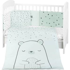 KikkaBoo Бебешки спален комплект 6 части 70/140 Bear with me Mint (41101060119) - salemax