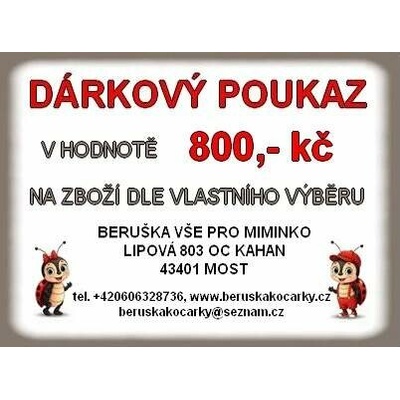 Beruška Kočárky Dárkový poukaz v hodnotě 800.- kč