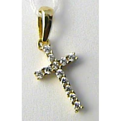Klenoty Budín Zlatý přívěsek zlatý křížek posetý zirkony H620