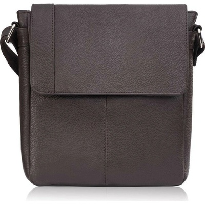 Tmavo hnedý pánsky kožený crossbag s chlopňou Adrian