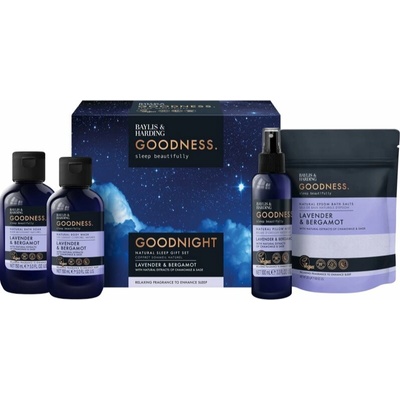Baylis & Harding Goodness pěna do koupele 150 ml + sprchový gel 150 ml + relaxační sůl do koupele 250 g + sprej na polštář 100 ml