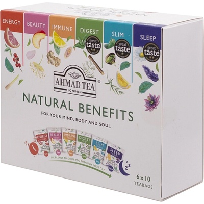 Ahmad Tea NATURAL BENEFITS SELECTION výběr čajů 6 druhů x 10 alu sáčků